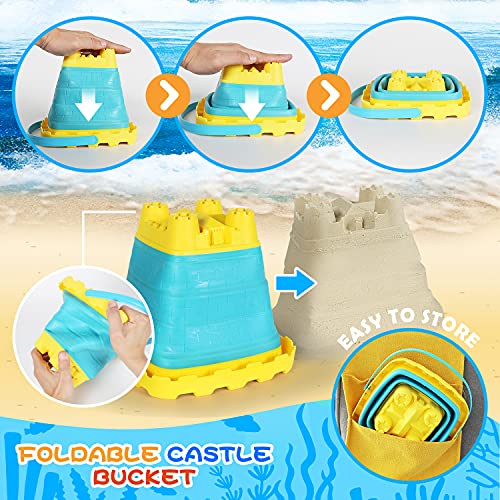 Elovien Beach Sand Toys Set, 24PCS Sandbox Toys with Mesh Backpack...