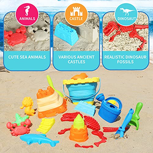Elovien Beach Sand Toys Set, 24PCS Sandbox Toys with Mesh Backpack...