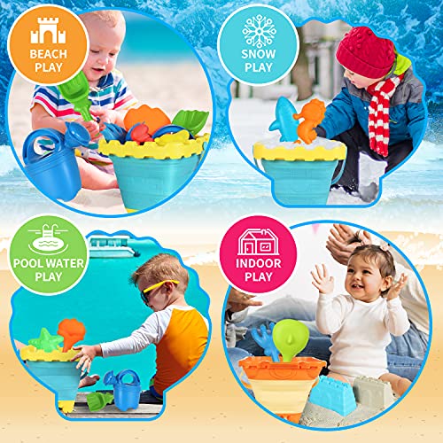 Elovien Beach Sand Toys Set, 24PCS Sandbox Toys with Mesh Backpack...