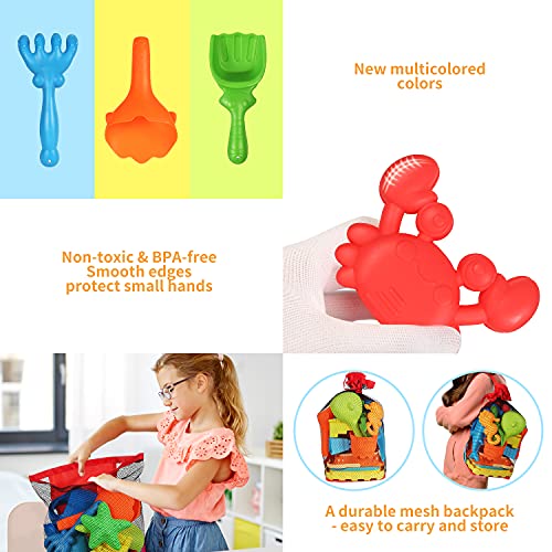 Elovien Beach Sand Toys Set, 24PCS Sandbox Toys with Mesh Backpack...