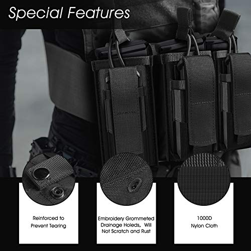 Tactical Mag Pouch for Rifle and Pistol, Open-Top Molle Double/Tri...