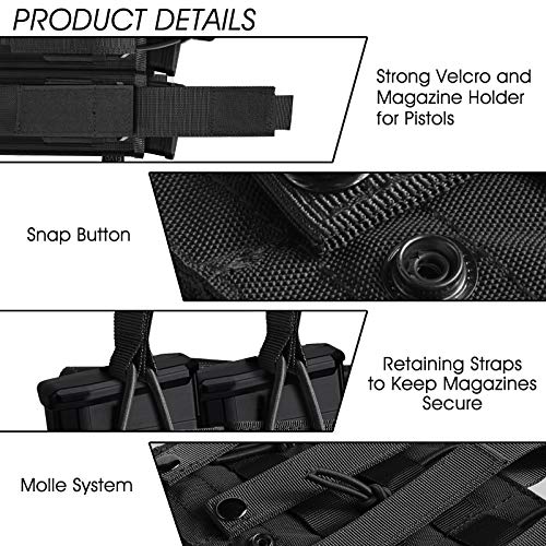 Tactical Mag Pouch for Rifle and Pistol, Open-Top Molle Double/Tri...