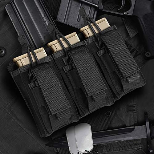 Tactical Mag Pouch for Rifle and Pistol, Open-Top Molle Double/Tri...