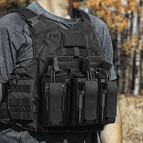 Tactical Mag Pouch for Rifle and Pistol, Open-Top Molle Double/Tri...