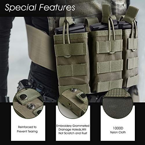 Tactical Molle Mag Pouch, Open-Top Triple Stacker Magazine Holster...