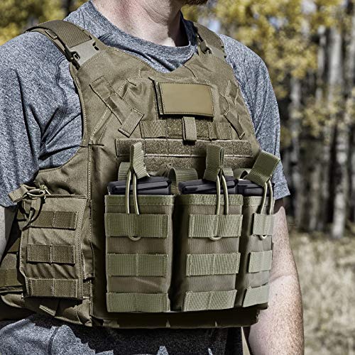 Tactical Molle Mag Pouch, Open-Top Triple Stacker Magazine Holster...