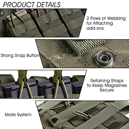 Tactical Molle Mag Pouch, Open-Top Triple Stacker Magazine Holster...