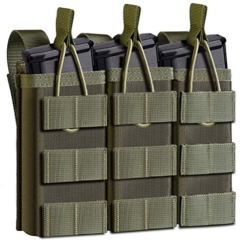 Tactical Molle Mag Pouch, Open-Top Triple Stacker Magazine Holster...