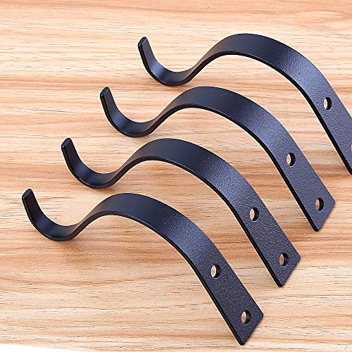 Elwiya 4 Pack Rustic Iron Wall Hooks for Hanging Lanterns Coats Ma...