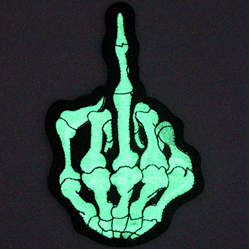 EmbTao Glow in Dark Middle Finger Ghost Embroidered Applique Iron ...