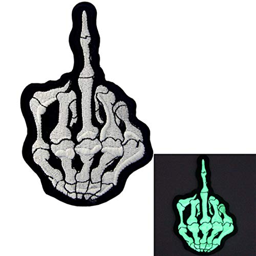 EmbTao Glow in Dark Middle Finger Ghost Embroidered Applique Iron ...