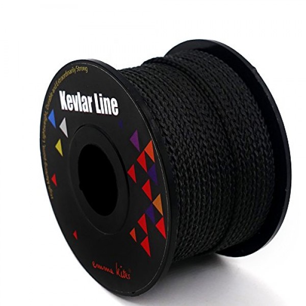 emma kites 100% Black Kevlar Braided Cord 100Ft 550Lb High Strengt...