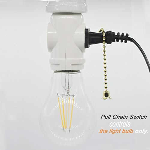 2 Outlet Light Socket Adapter,E26 Bulb Socket to Outlet Splitter,C...