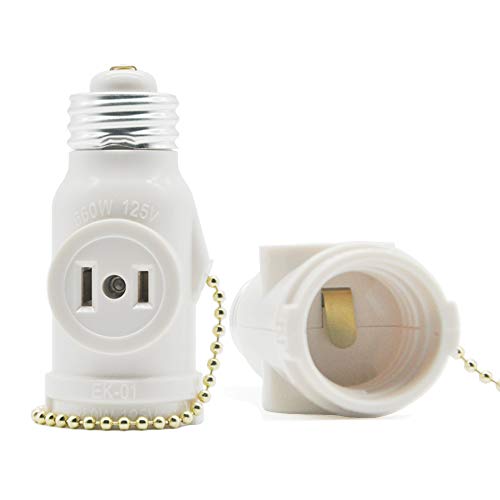 2 Outlet Light Socket Adapter,E26 Bulb Socket to Outlet Splitter,C...