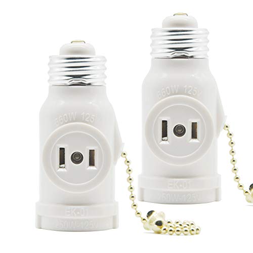 2 Outlet Light Socket Adapter,E26 Bulb Socket to Outlet Splitter,C...