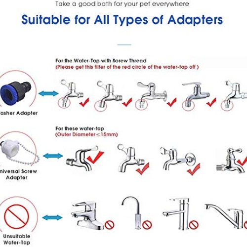 Emoly Pet Shower Kit, 2 in 1 Pet Bathing Tool Shower Sprayer, Adju...