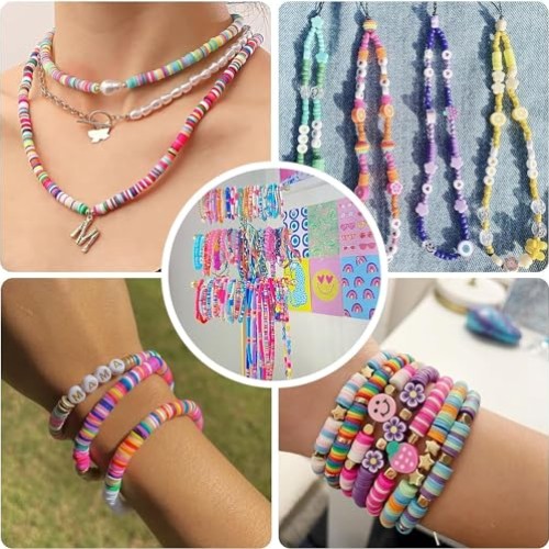 EMUFOOK Friendship Bracelet Kit Clay Beads Bracelet Kit Colorful B...