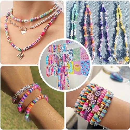 EMUFOOK Friendship Bracelet Kit Clay Beads Bracelet Kit Colorful B...