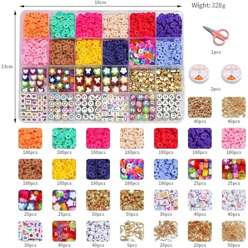 EMUFOOK Friendship Bracelet Kit Clay Beads Bracelet Kit Colorful B...