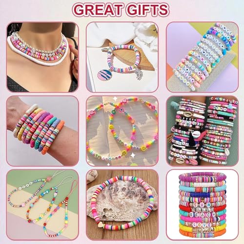EMUFOOK Friendship Bracelet Kit Clay Beads Bracelet Kit Colorful B...