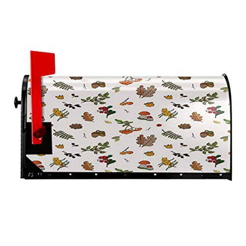 Emvency 18x21 Mailbox Cover Berries Leaf Oak Mushrooms Cones Gar...