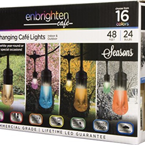 Enbrighten 37790, Black, Vintage Seasons LED Warm White & Color Ch...