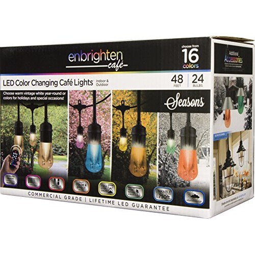 Enbrighten 37790, Black, Vintage Seasons LED Warm White & Color Ch...