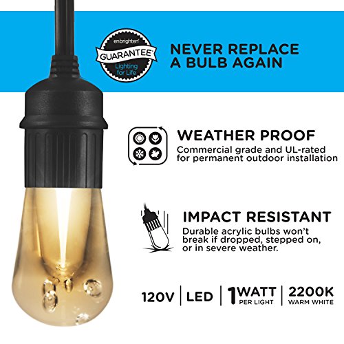 Enbrighten 37790, Black, Vintage Seasons LED Warm White & Color Ch...