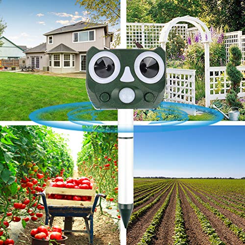 Ultrasonic Animal Repellent,Solar Powered Waterproof Animal Repell...