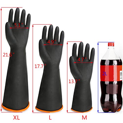 Black Latex Gloves, EnPoint 3 Pairs 17.7 Inches Heavy Duty Laborat...