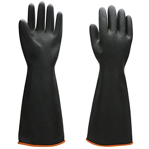 Black Latex Gloves, EnPoint 3 Pairs 17.7 Inches Heavy Duty Laborat...