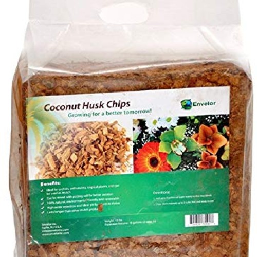 Envelor Home and Garden 10 Lbs. Natural Coco Coir Husk Chips Cocon...