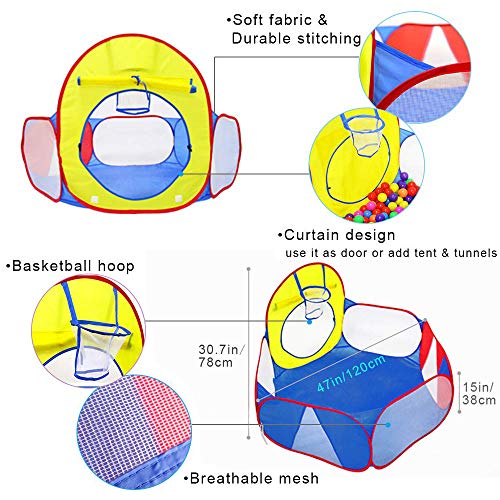 Eocolz Kids Ball Pit Large Pop Up Childrens Ball Pits Tent for Tod...