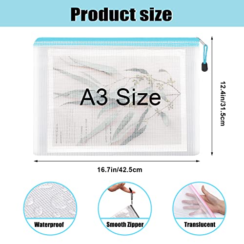 EOOUT 24pcs Mesh Zipper Pouch Zipper Bags, A3 Size 16.7x12.4 Inche...