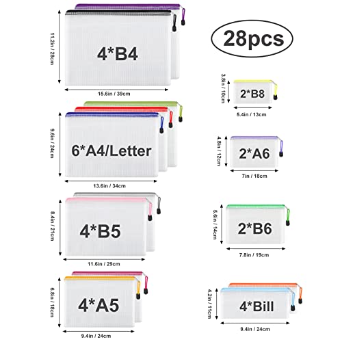 EOOUT 28pcs Mesh Zipper Pouch, 8 Sizes Waterproof Zipper Bags, 14 ...