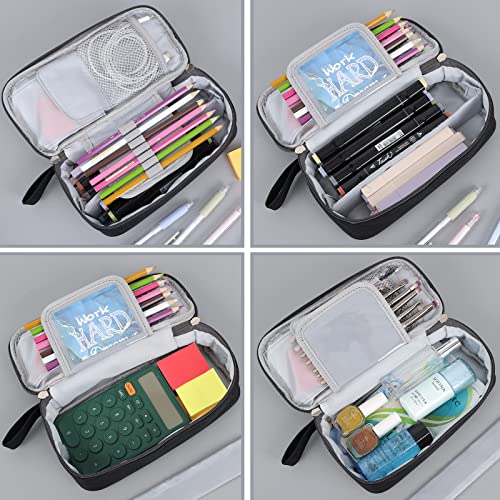 EOOUT Big Capacity Black Pencil Case Pouch with Zipper, Large Orga...