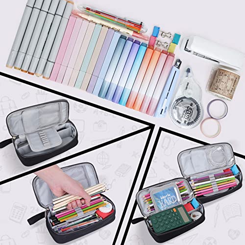 EOOUT Big Capacity Black Pencil Case Pouch with Zipper, Large Orga...