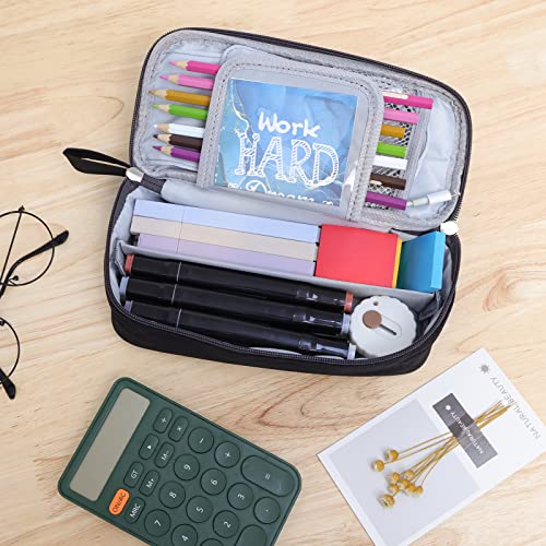 EOOUT Big Capacity Black Pencil Case Pouch with Zipper, Large Orga...