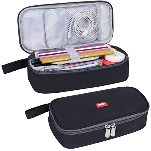 EOOUT Big Capacity Black Pencil Case Pouch with Zipper, Large Orga...