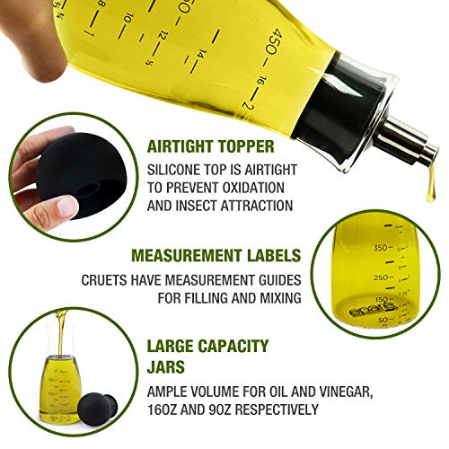 Eparé Olive Oil And Vinegar Dispenser Bottles - Set Of Two Large C...