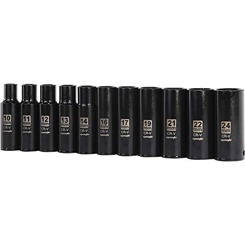EPAuto 1/2-Inch Drive Metric Deep Impact Socket Set, Cr-V, 6 Point...