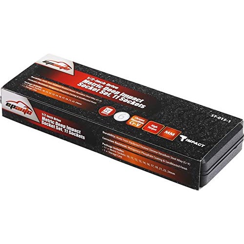 EPAuto 1/2-Inch Drive Metric Deep Impact Socket Set, Cr-V, 6 Point...
