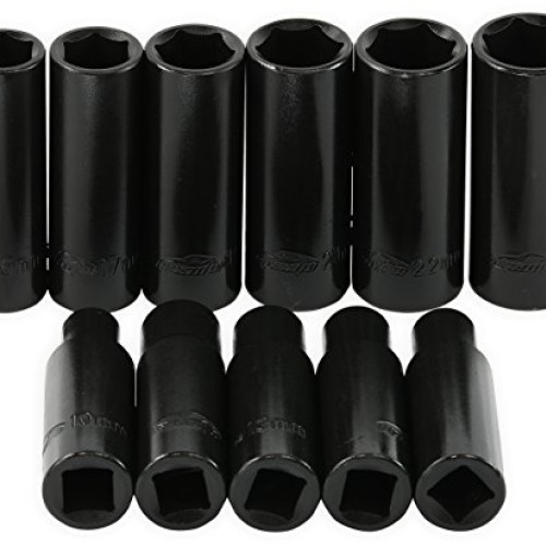 EPAuto 1/2-Inch Drive Metric Deep Impact Socket Set, Cr-V, 6 Point...