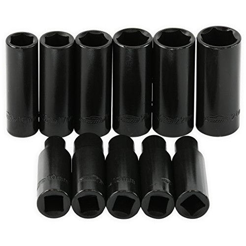 EPAuto 1/2-Inch Drive Metric Deep Impact Socket Set, Cr-V, 6 Point...