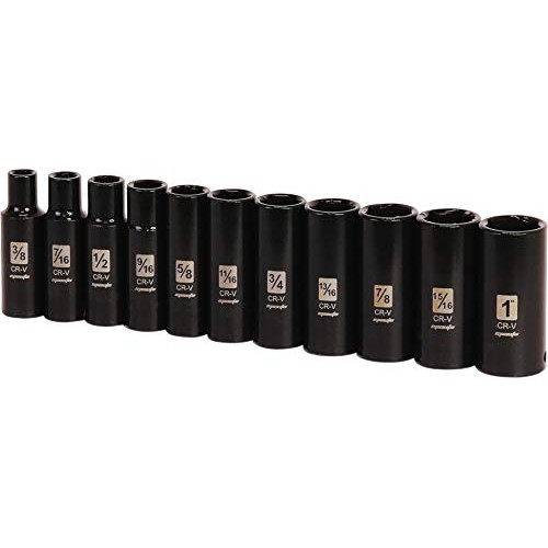 EPAuto 1/2-Inch Drive SAE Deep Impact Socket Set, Cr-V, 6 Points, ...