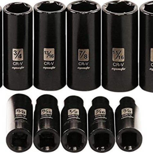 EPAuto 1/2-Inch Drive SAE Deep Impact Socket Set, Cr-V, 6 Points, ...