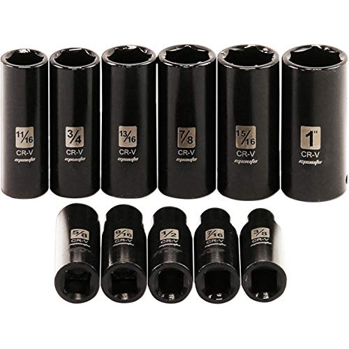 EPAuto 1/2-Inch Drive SAE Deep Impact Socket Set, Cr-V, 6 Points, ...