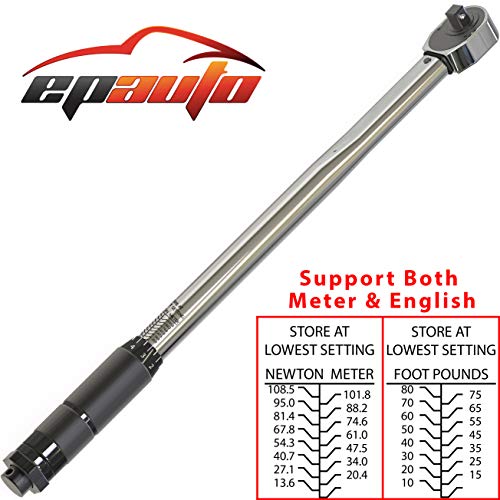 EPAuto 3/8-Inch Drive Click Torque Wrench 10-80 ft.-lb. / 13.6-10...