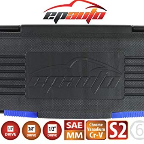 EPAuto 32 PCs Hex Bit Socket Set, SAE and Metric, S2 & Cr-V Steel