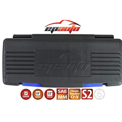 EPAuto 32 PCs Hex Bit Socket Set, SAE and Metric, S2 & Cr-V Steel
